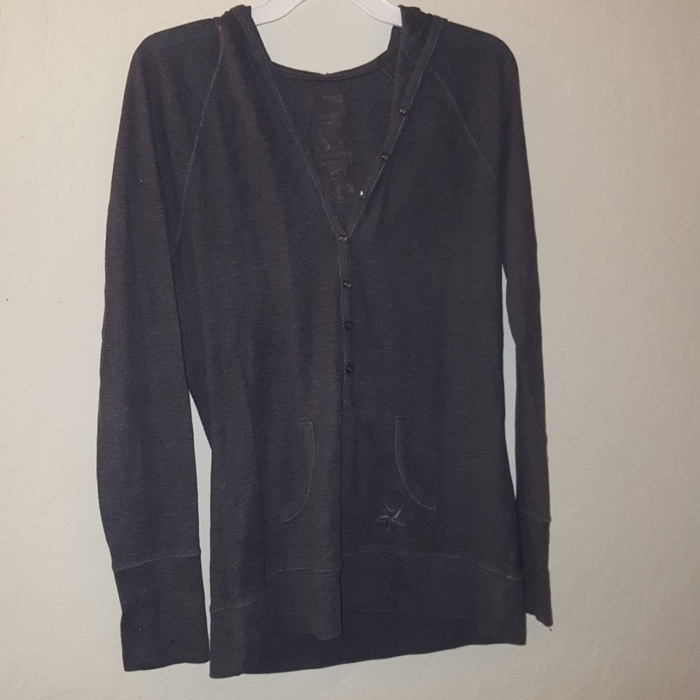 Womens grey long sleeve thermal hoodie shirt XL